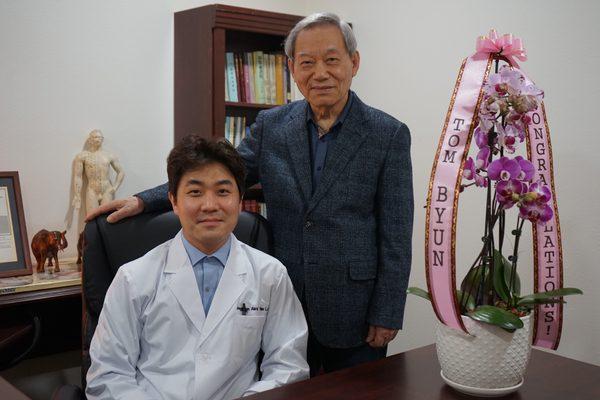 Jonghyun Alex Han L.Ac. With his father who practices acupuncture in South Korea over 50 years.