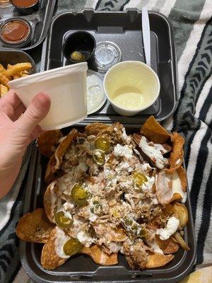 pork nachos. 12$ for kids portion pork. all chips no meat