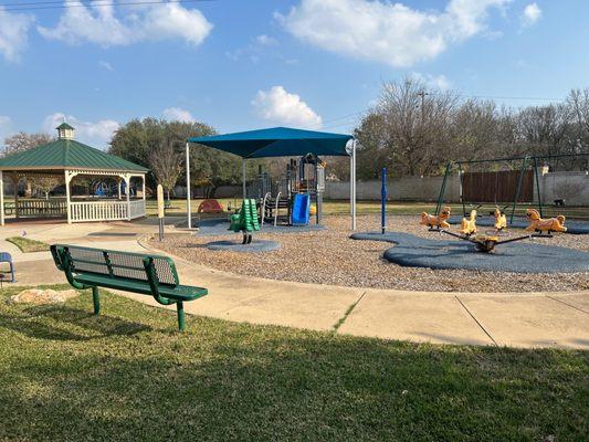 Opposite view of playscape and pavilion