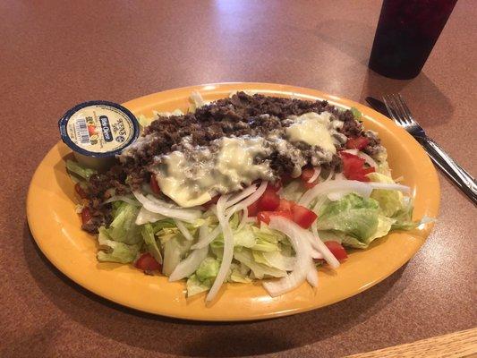 Cheesesteak salad. This was so good and I didn't even crack open the dressing.