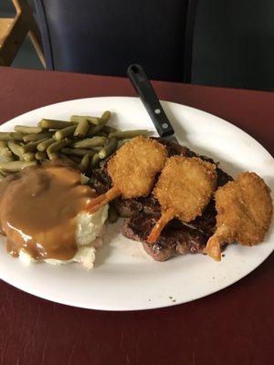 Had the steak and shrimp and it was good.  Steak was tender and juicy. Was impressed with the meal.