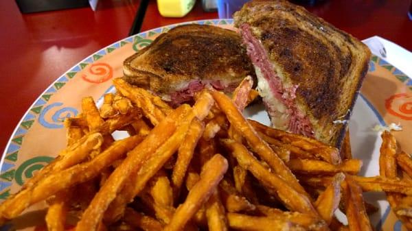 Tasty Ruben Sandwich with Sweet Potato Fries