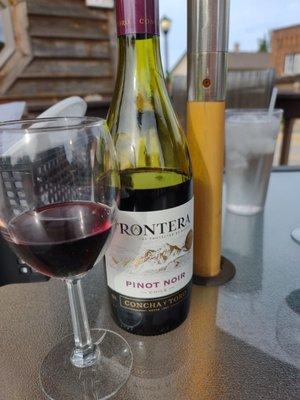 Wine with dinner on the patio.