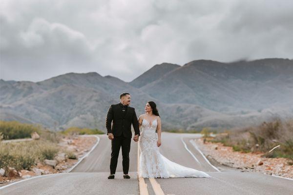 bride and groom wanted a Street shot