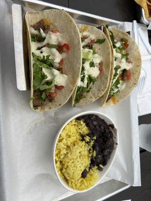 Skirt Steak Tacos & Beans & Rice!