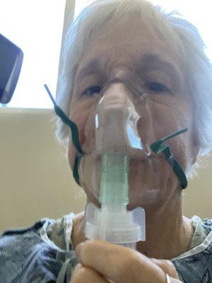 Getting a breathing treatment at the hospital