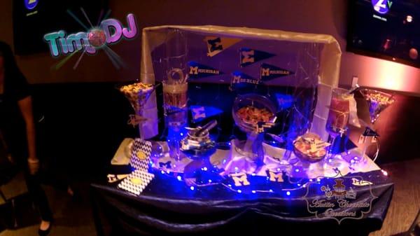 create a Fun, "Over The Top" Candy Buffet customized to your Theme and Colors! Michigan Themed Candy Buffet