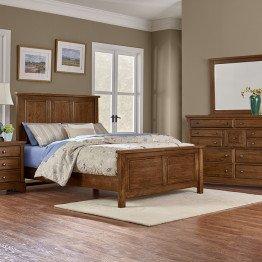 AMISH CHERRY Panel Bed with Villa Dresser and Nightstand