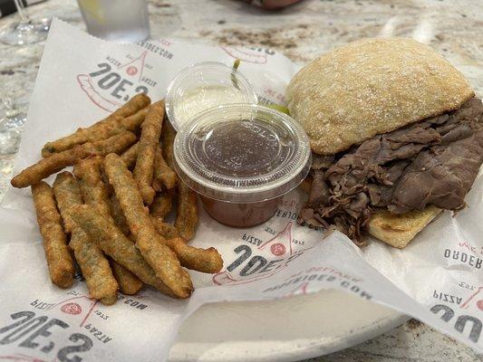 The French dip and fried green beans