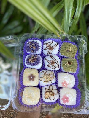 Clockwise from top left: Okinawan sweet potato, chocolate cookie, matcha, coconut macadamia, peanut butter chocolate, kinako