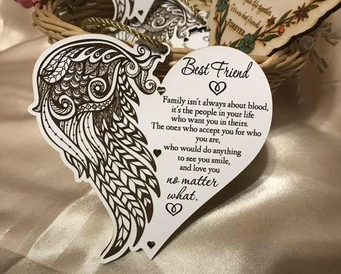 Beautiful wooden ornament created just for your BFF