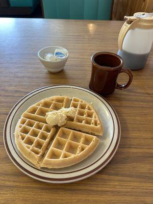 My Breakfast. A Waffle and coffee