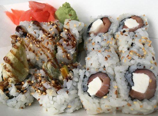 Tempura Veggie Roll and Philly Roll