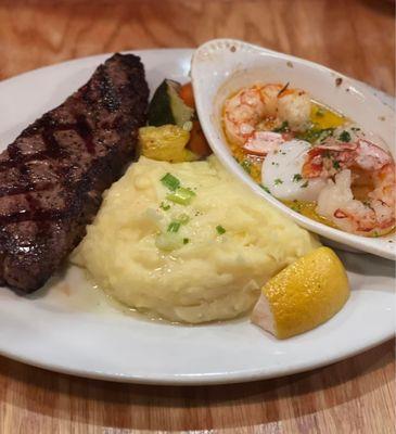 New York steak & Scampi