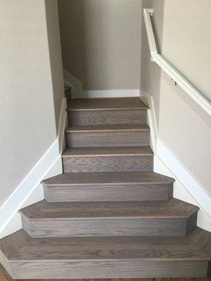 Red Oak Staircase stained Gray in Highlands Ranch