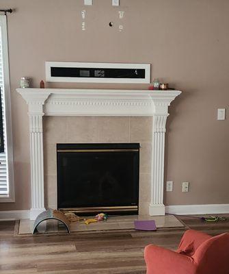 A before pic of the fireplace I remodeled.