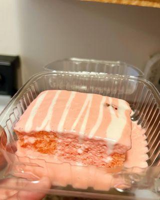 strawberry cake with strawberry/vanilla icing