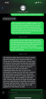 Confronting him for charging me same price for less than half the job he was supposed to do