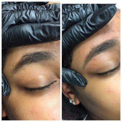 Before and after eyebrow clean up