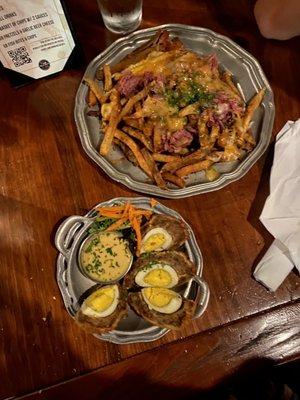 Scotch eggs and pub fries