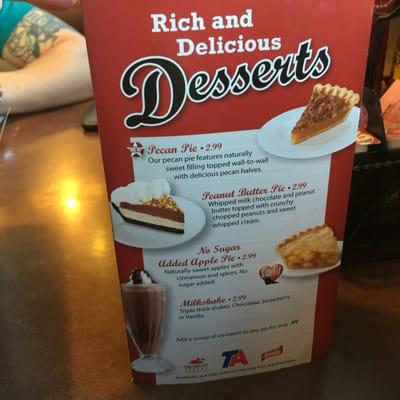 Dessert menu