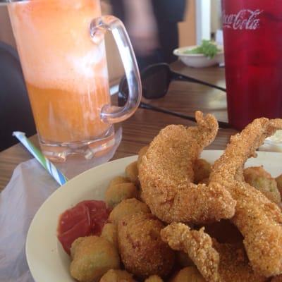 Catfish, okra, and potatoes, all fried in yummy goodness.