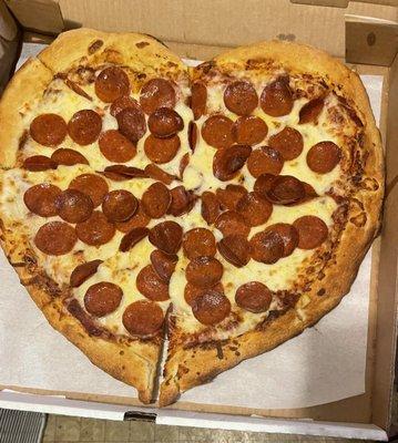 Heart Shaped Pepperoni Pizza