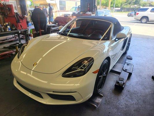 Porsche Boxster in for brake pads.