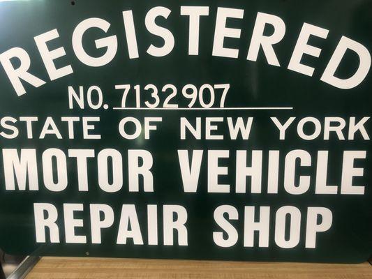 I am licensed Motor Vehicle Mobile Mechanic. This is my license number issued by NYS DMV.