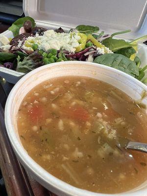 Chicken gumbo & salad I put together $17