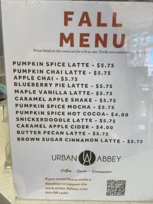 Fall menu