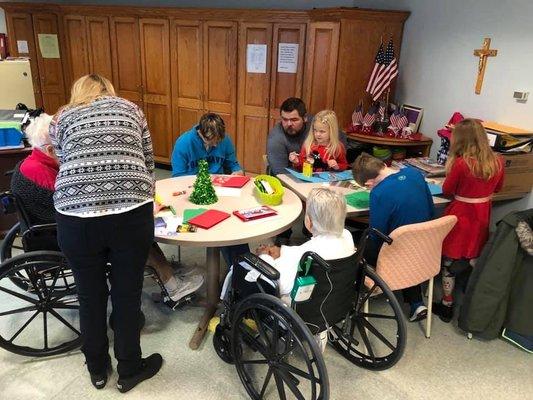 Outreach at a local nursing home.  Just one of our many groups served.