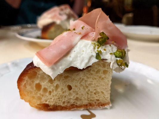 2/3/23 DURUM FOCACCIA WITH WHIPPED RICOTTA AND MORTADELLA