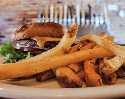 Impossible burger with fries, delicious!