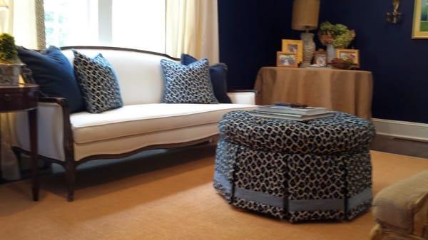 pillows, ottoman and sofa upholstery