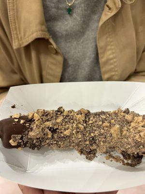 Chocolate covered banana with heath bar