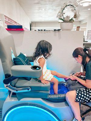 One of two kids pedicure chairs