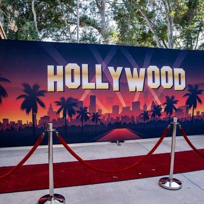 Red carpet and custom backdrop