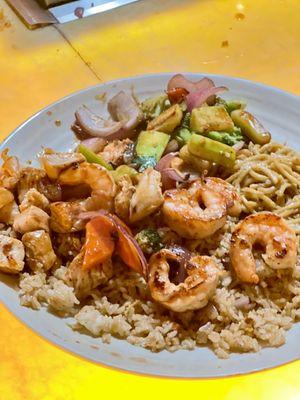 Hibachi chicken and shrimp combo.