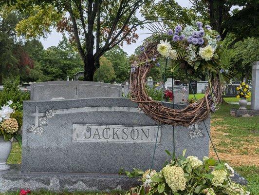 The Dr. Reverend Jimmy Jackson's grave at Maple Hill Cemetery. Close to our plots