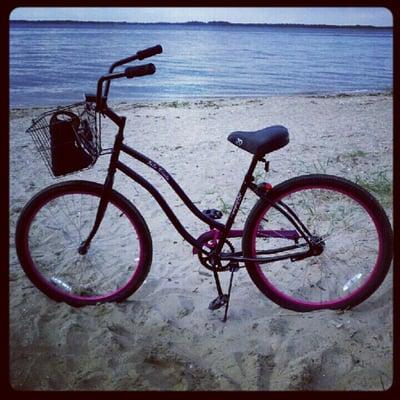 Beach cruiser purchased from Kranky Cycle at the free beach on the Highlands side of the Henry Hudson trail.