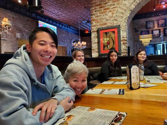 Office family outing at BJ's Restaurant Brewhouse.