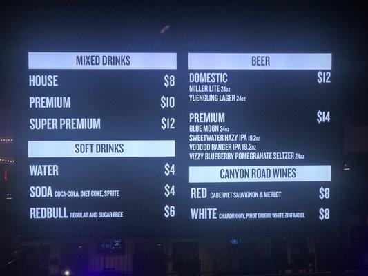 Drink prices