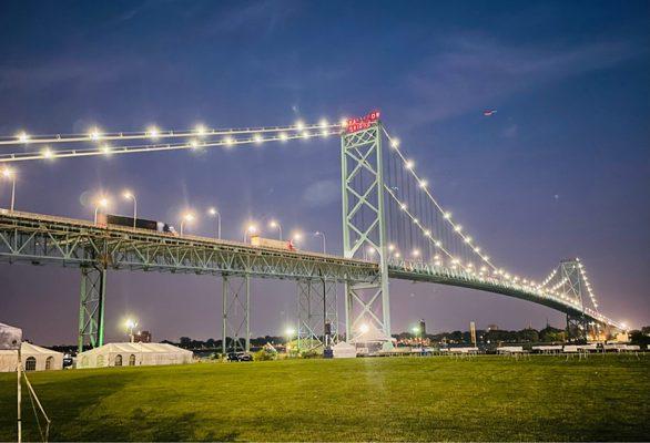 Night shot of the bridge USA  side