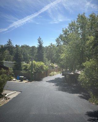 Freshly paved driveway