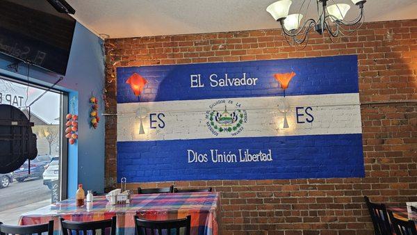 Salvadoran flag on the wall