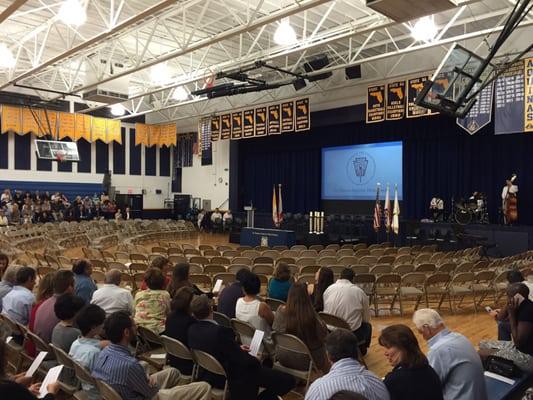 2015 NHS Indoctrination Ceremony - Countless All-State flags flank the circumference of the Gymnasium - Impressive!