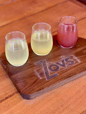 Mimosa Flight (L-R): Yuzu Lavender, Peach Ginger, El Corazon