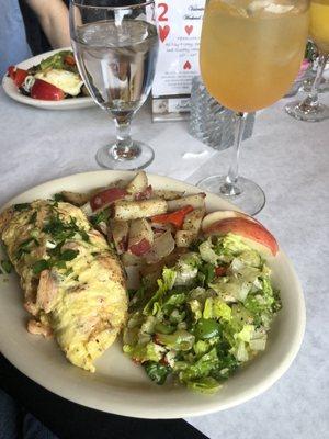 Sauted Salmon Omelet and Tropical Sunrise