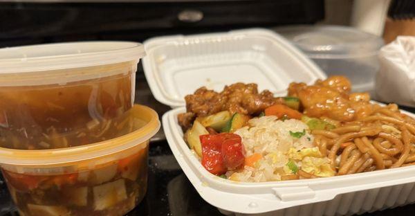 Kung Pao Chicken, fried rice, lo mein, Sesame chicken, Mapo Tofu, Hot and Sour soup.